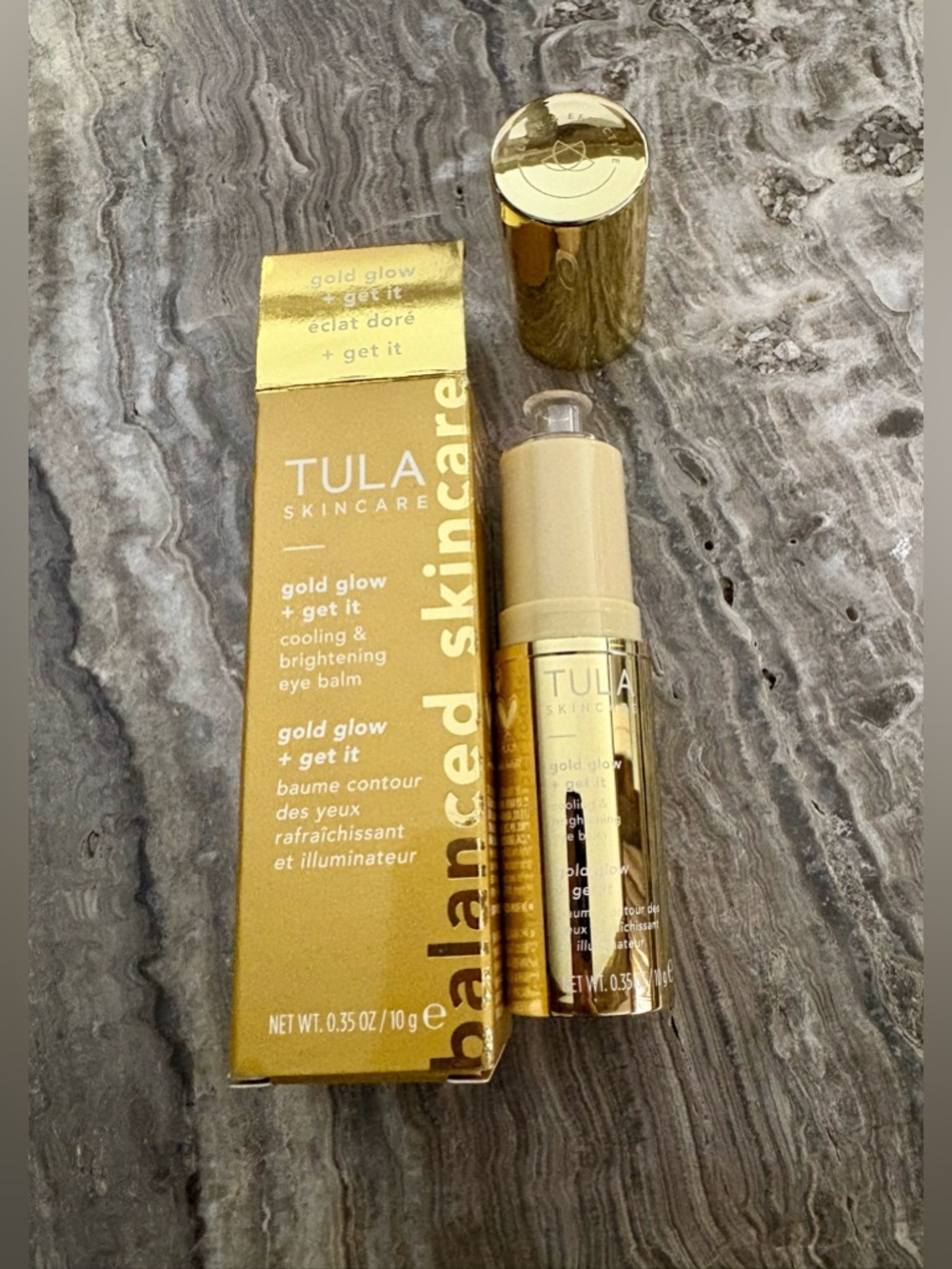 Unused Tula Skincare Gold Glow + Get It Cooling & Brightening Eye Balm - .35 oz